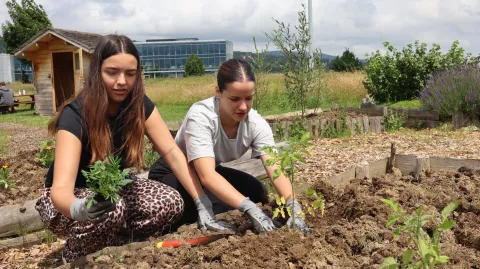 Apprenties d'UCB dans le jardin