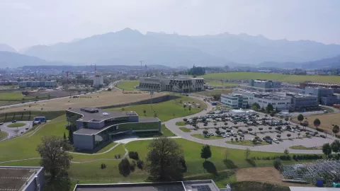 Vue aérienne du bâtiment UCB